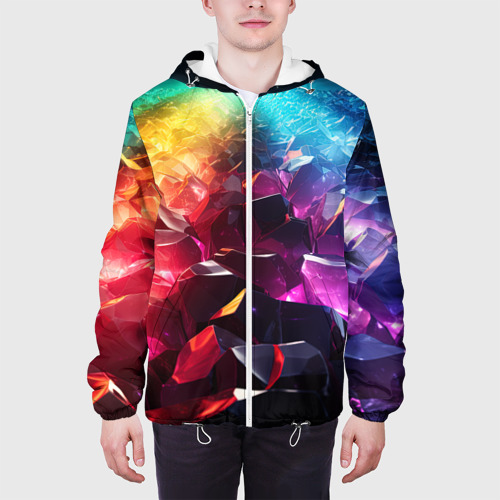 Мужская куртка 3D с принтом Радужные блестящие камни, вид сбоку #3