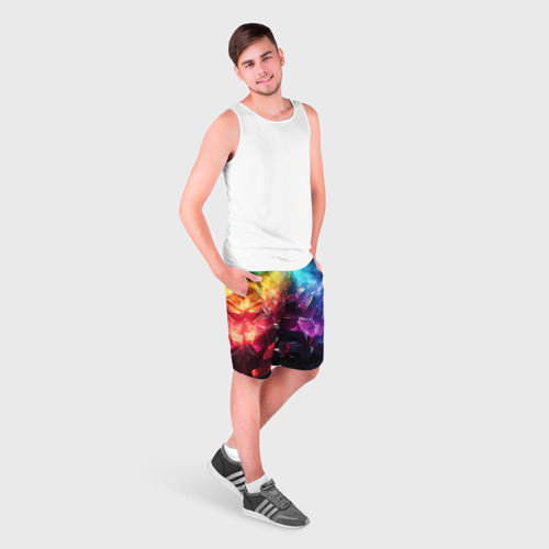 Мужские шорты 3D с принтом Радужные блестящие камни, фото на моделе #1