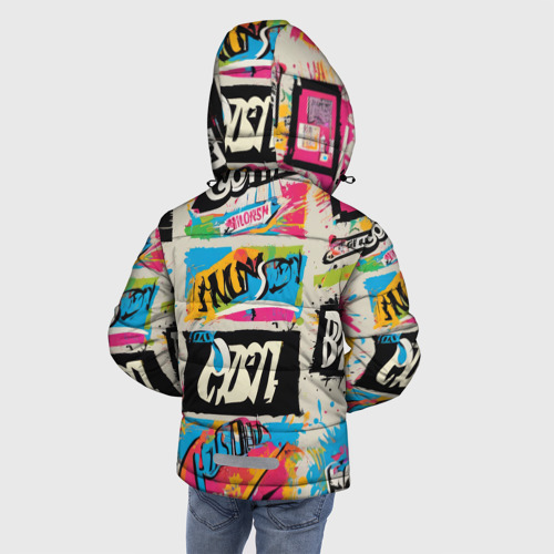 Зимняя куртка для мальчиков 3D Абстрактный поп арт, цвет черный - фото 4