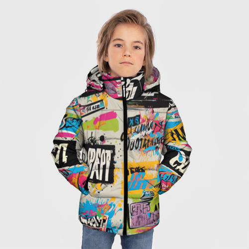 Зимняя куртка для мальчиков 3D Абстрактный поп арт, цвет черный - фото 3