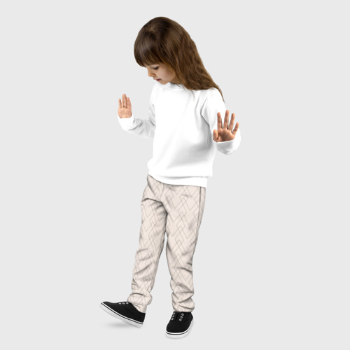 Детские брюки 3D с принтом Бежевый геометричные линии, фото на моделе #1