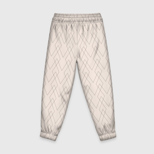 Детские брюки 3D с принтом Бежевый геометричные линии, вид сзади #1