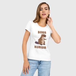 Женская футболка хлопок Slim Bobr kurwa - фото 2