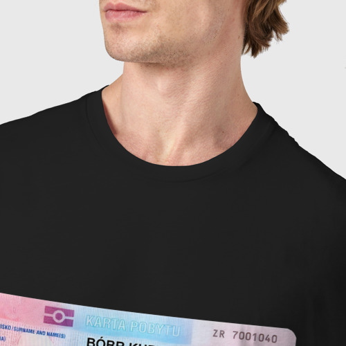 Мужская футболка хлопок Bobr kurwa passport, цвет черный - фото 6