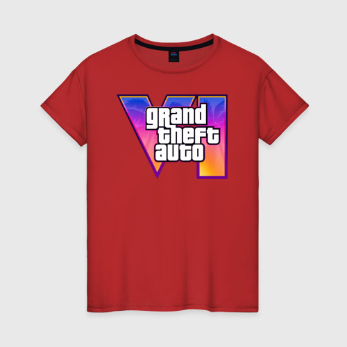 Женская футболка хлопок с принтом GTA 6 art, вид спереди #2