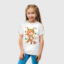 Детская футболка хлопок Девочка в костюме оленя - фото 2