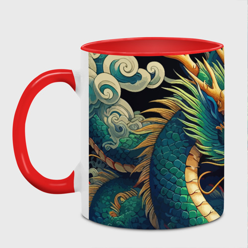 Кружка с полной запечаткой Два Японских дракона - ирезуми, цвет белый + красный - фото 2