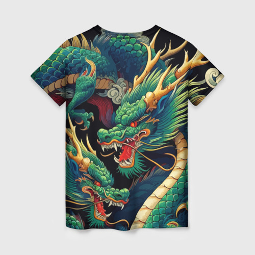 Женская футболка 3D Два Японских дракона - ирезуми, цвет 3D печать - фото 2