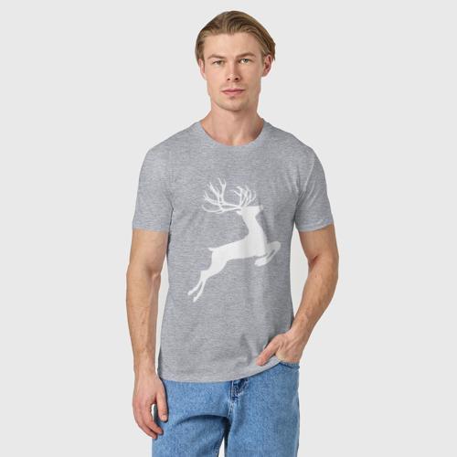 Мужская футболка хлопок Новогодний минималистичный олень, цвет меланж - фото 3