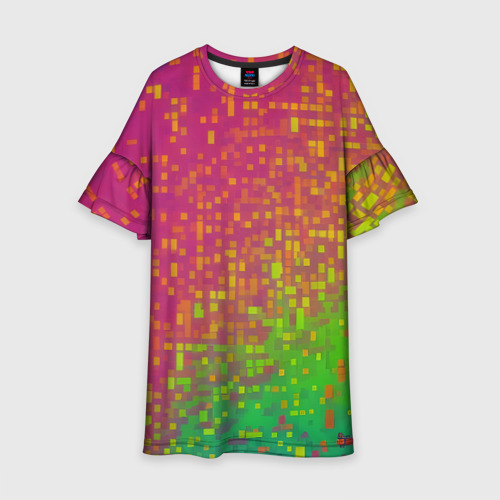 Детское платье 3D с принтом Разноцветные пиксели, вид спереди #2