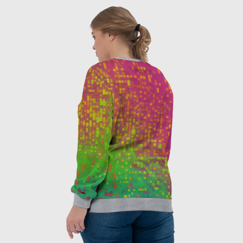 Женский свитшот 3D с принтом Разноцветные пиксели, вид сзади #2