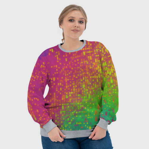 Женский свитшот 3D с принтом Разноцветные пиксели, фото #4
