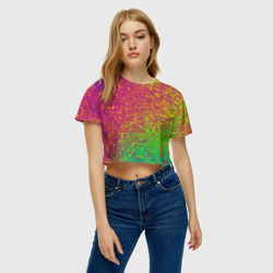 Женская футболка Crop-top 3D Разноцветные пиксели - фото 2