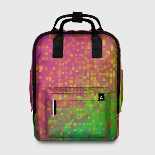 Женский рюкзак 3D с принтом Разноцветные пиксели, вид спереди #2