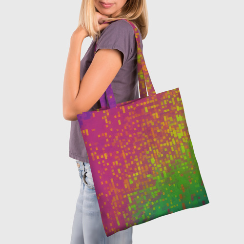 Шоппер 3D с принтом Разноцветные пиксели, фото на моделе #1