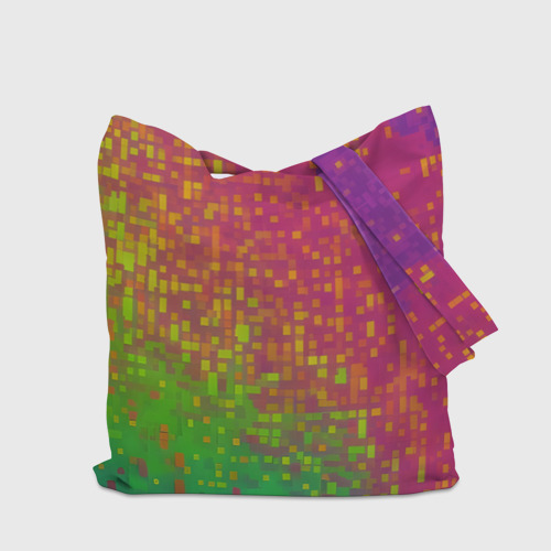 Шоппер 3D с принтом Разноцветные пиксели, вид сзади #2