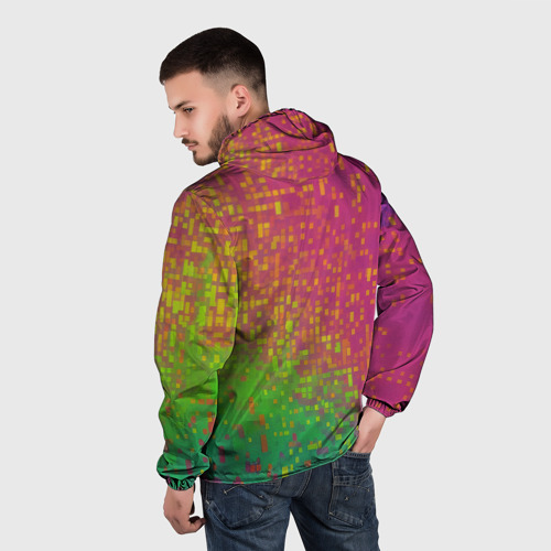 Мужская ветровка 3D с принтом Разноцветные пиксели, вид сзади #2
