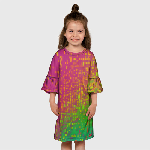 Детское платье 3D с принтом Разноцветные пиксели, вид сбоку #3