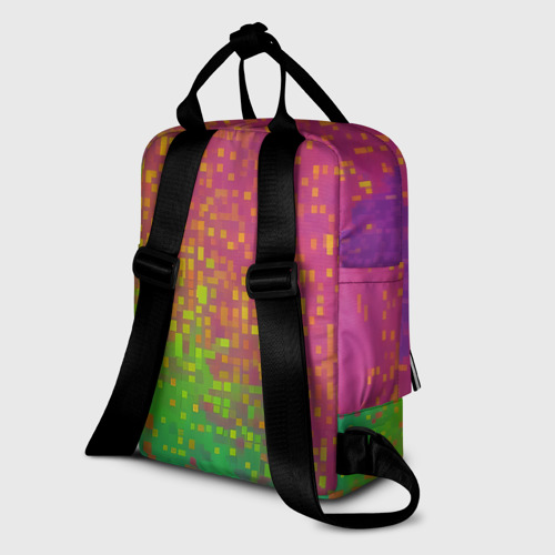 Женский рюкзак 3D с принтом Разноцветные пиксели, вид сзади #1