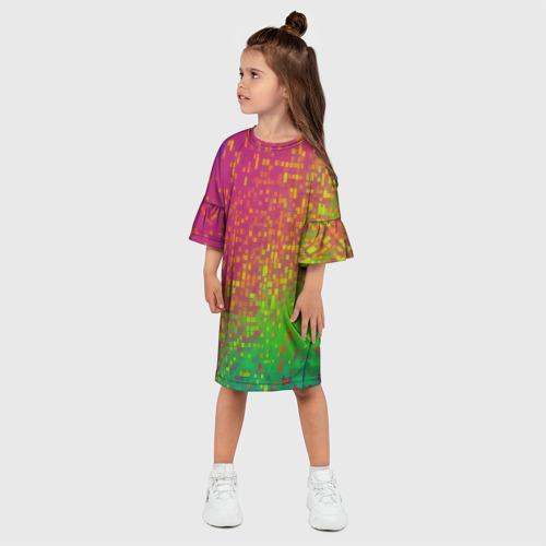 Детское платье 3D с принтом Разноцветные пиксели, фото на моделе #1