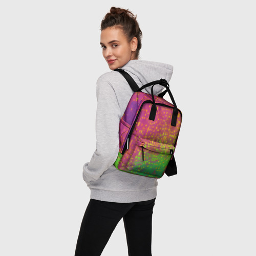Женский рюкзак 3D с принтом Разноцветные пиксели, вид сбоку #3