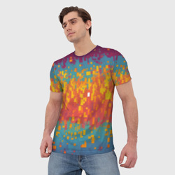 Мужская футболка 3D Разноцветные пиксели - фото 2