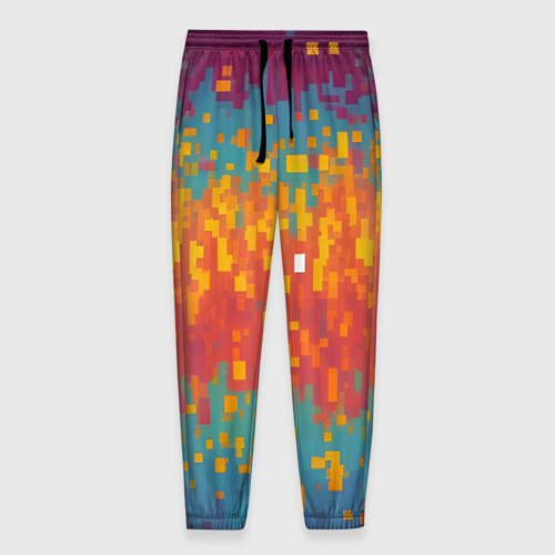 Мужские брюки 3D с принтом Разноцветные пиксели, вид спереди #2