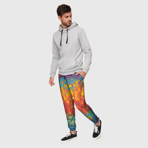 Мужские брюки 3D с принтом Разноцветные пиксели, фото на моделе #1