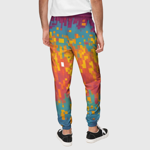 Мужские брюки 3D с принтом Разноцветные пиксели, вид сзади #2