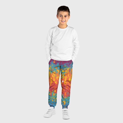 Детские брюки 3D с принтом Разноцветные пиксели, вид сбоку #3