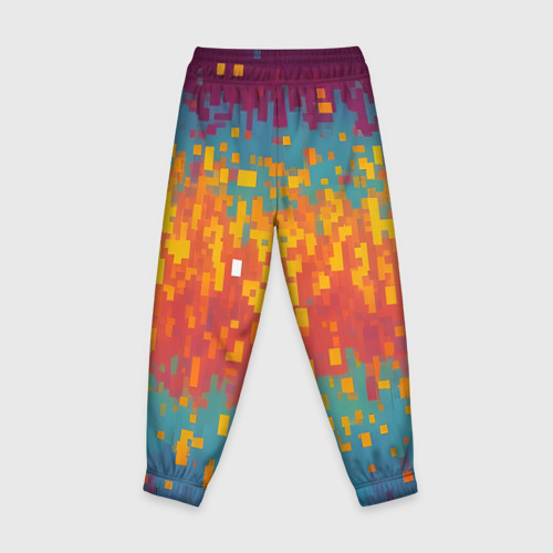 Детские брюки 3D с принтом Разноцветные пиксели, вид сзади #1