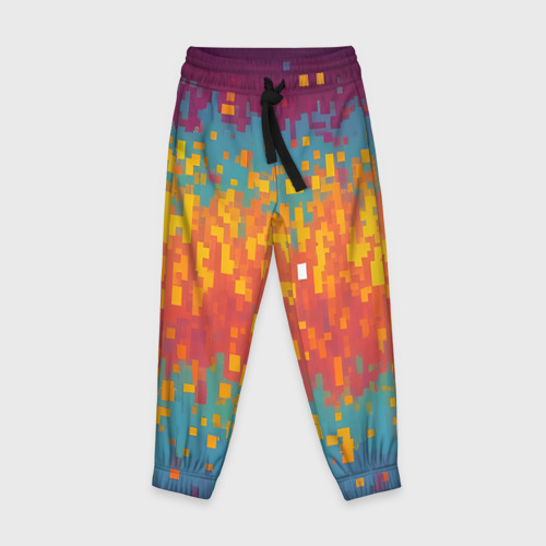 Детские брюки 3D с принтом Разноцветные пиксели, вид спереди #2