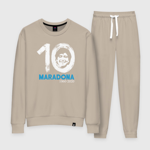 Женский костюм хлопок с принтом Maradona 10, вид спереди #2