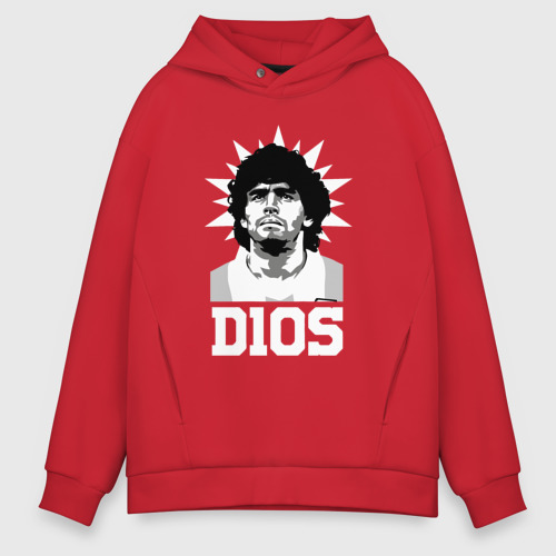 Мужское худи Oversize хлопок Dios Diego Maradona, цвет красный