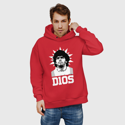 Мужское худи Oversize хлопок Dios Diego Maradona, цвет красный - фото 3