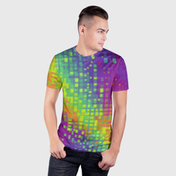 Мужская футболка 3D Slim Разноцветные пиксели - фото 2