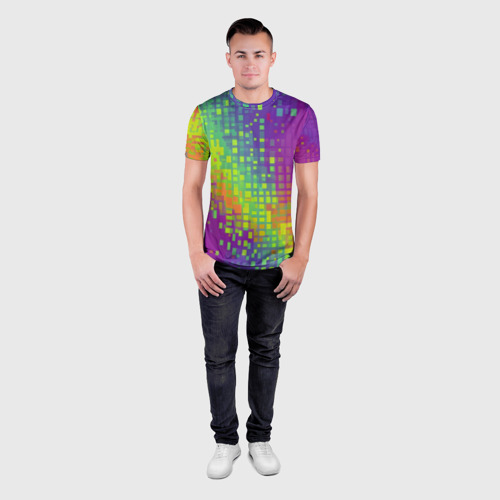 Мужская футболка 3D Slim Разноцветные пиксели, цвет 3D печать - фото 4