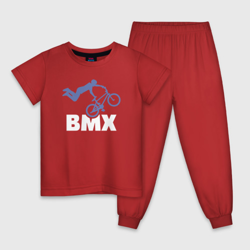 Детская пижама хлопок с принтом BMX moto, вид спереди #2