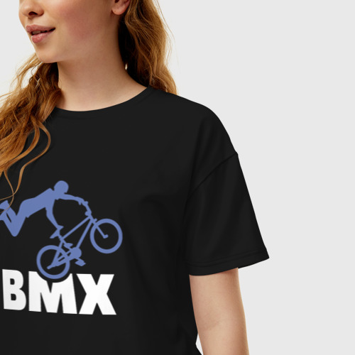 Женская футболка хлопок Oversize BMX moto, цвет черный - фото 3