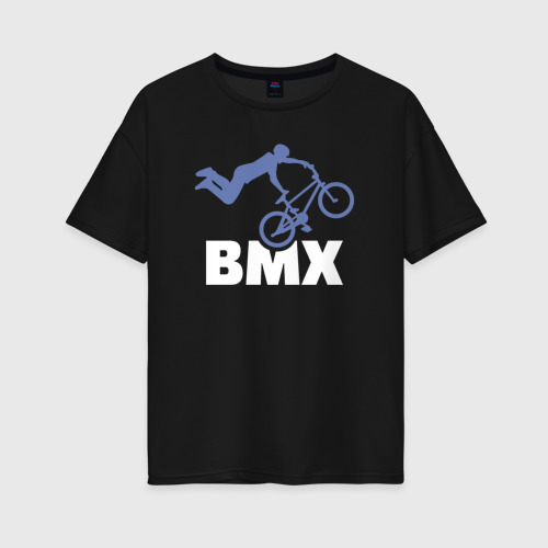 Женская футболка хлопок Oversize BMX moto, цвет черный