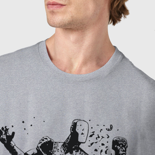 Мужская футболка хлопок Мощный удар боксёра, цвет меланж - фото 6