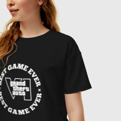 Женская футболка хлопок Oversize Символ GTA6 и круглая надпись best game ever - фото 2