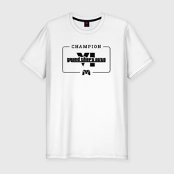 Мужская футболка хлопок Slim GTA6 gaming champion: рамка с лого и джойстиком