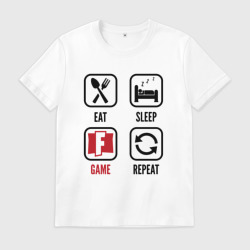 Мужская футболка хлопок Eat - sleep - Fortnite - repeat