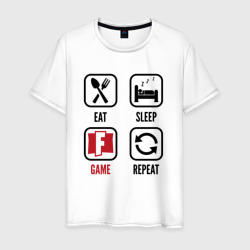 Мужская футболка хлопок Eat - sleep - Fortnite - repeat