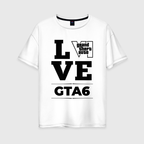 Женская футболка хлопок Oversize GTA6 love classic, цвет белый