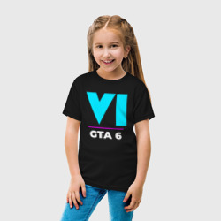 Детская футболка хлопок Символ GTA 6 в неоновых цветах - фото 2