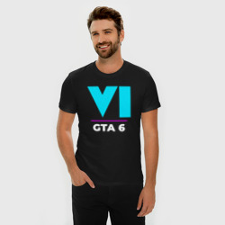 Мужская футболка хлопок Slim Символ GTA 6 в неоновых цветах - фото 2