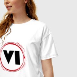 Женская футболка хлопок Oversize Символ GTA 6 и красная краска вокруг - фото 2