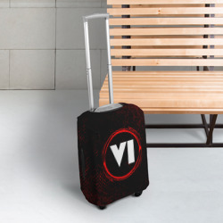 Чехол для чемодана 3D Символ GTA 6 и краска вокруг на темном фоне - фото 2